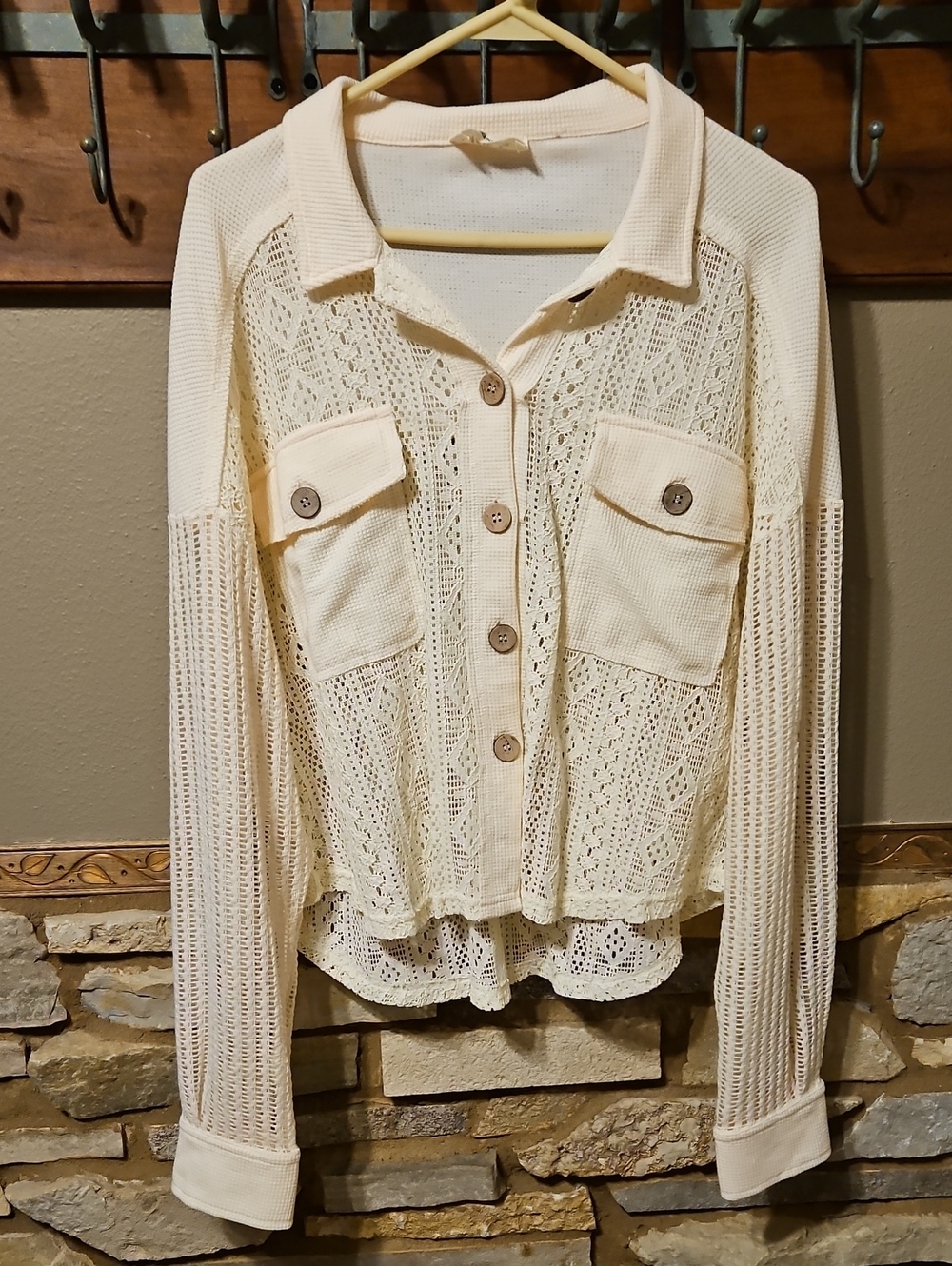 New In Lace Button Up Top Size Medium